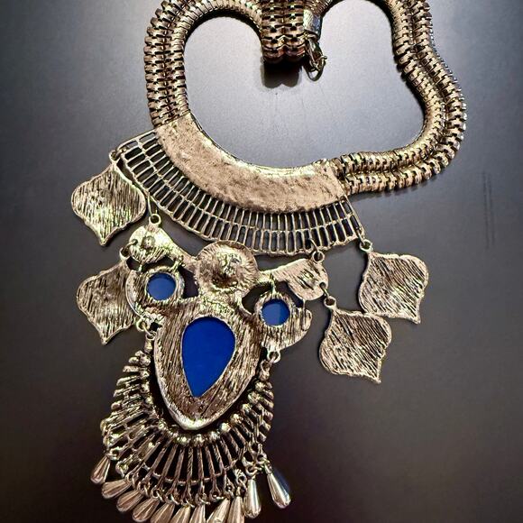 Statement Boho Ethnic Tribal Silver Tone Necklace - Picture 7 of 10